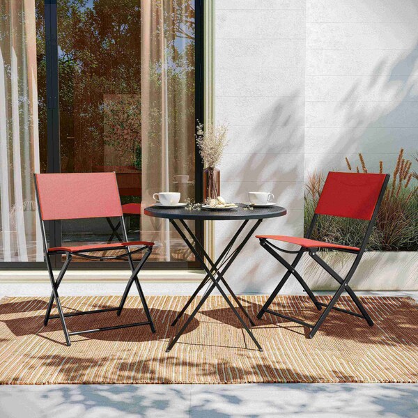 Flash Furniture Brazos Folding Chairs w/Red Flex Comfort Material Backs and Seats and Black Metal Frames, 2PK TLH-SC-097-RED-02-GG - main